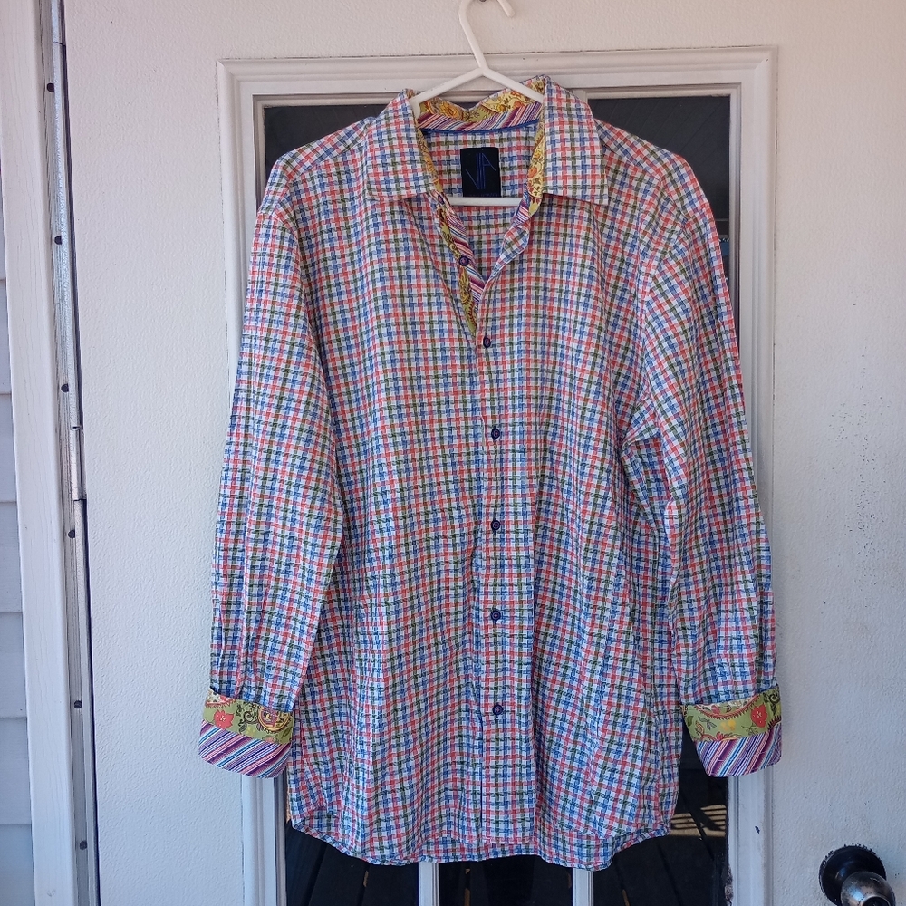 Via Uomo Colorful Long Sleeve Shirt Sz. L Men's